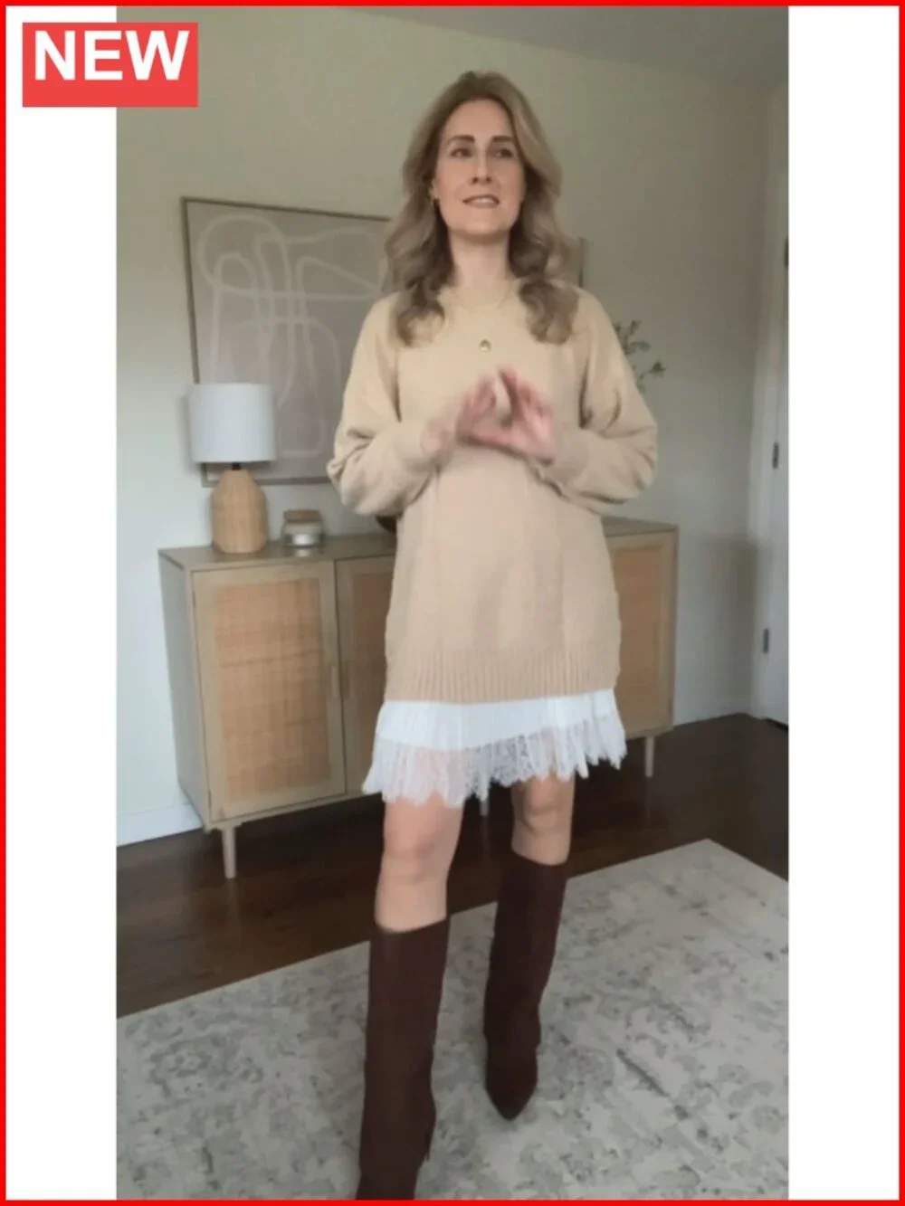 Womens Oversized Fuzzy Sweater Crew Neck Long Sleeve